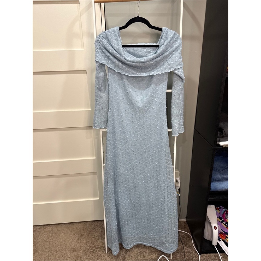 Petal & Pup Light Blue Maxi Dress with Draped Scarf